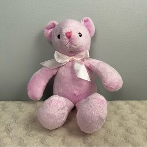 Dennis Basso Home Pink Teddy Bear Plush Stuffed Animal Toy Bow Lovey